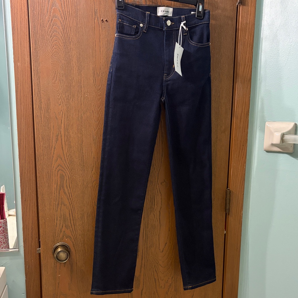 Nwt Frame Le Sleek Straight High Rise Dark Blue Jeans